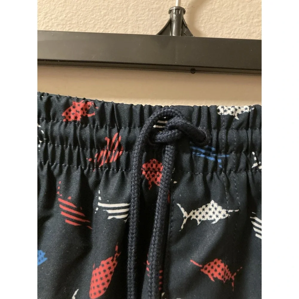 Columbia‎ PFG Mens Trunks Swim Shorts Red White Blue Patriotic Fish Sz M NWT - Picture 3 of 11